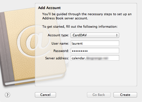 Add CardDAV account in AddressBook