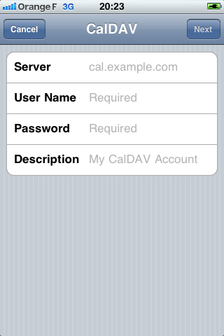 Add CalDAV account on iPhone