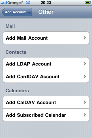 Add CalDAV or CardDAV account on iPhone